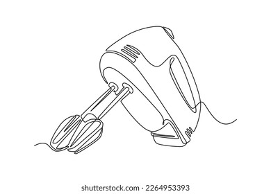 Single one line drawing mixer. Cooking utensil concept. Continuous line draw design graphic vector illustration.