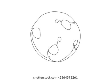 Single one line drawing the moon's surface looks round. The aim of the astronauts landing on an expedition. Space expedition on the lunar surface. Cosmic. Continuous line design graphic illustration