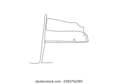 Single one line drawing motivation independence indonesian flag. motivation. iconic flag in indonesia. Continuous line design vector illustration
