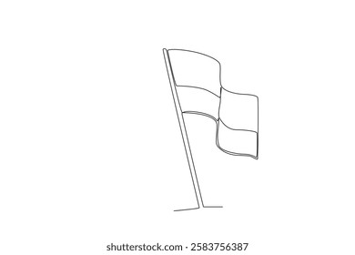 Single one line drawing motivation independence indonesian flag. motivation. iconic flag in indonesia. Continuous line design vector illustration
