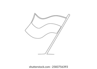 Single one line drawing motivation independence indonesian flag. motivation. iconic flag in indonesia. Continuous line design vector illustration
