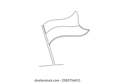 Single one line drawing motivation independence indonesian flag. motivation. iconic flag in indonesia. Continuous line design vector illustration
