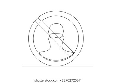 Single one line drawing no terrorism. Anti terrorism concept. Continuous line draw design graphic vector illustration.