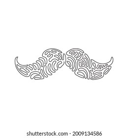 Single one line drawing old style mustaches. Adult man moustaches. Mustache vintage facial. Symbol of Father's day. Swirl curl style. Modern continuous line draw design graphic vector illustration