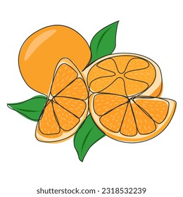 Single one line drawing. Orange