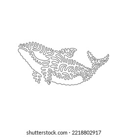 Single one line drawing of orca as the most powerful in the ocean abstract art. Continuous line draw graphic design vector illustration of savage predators animal for icon, symbol, poster wall decor