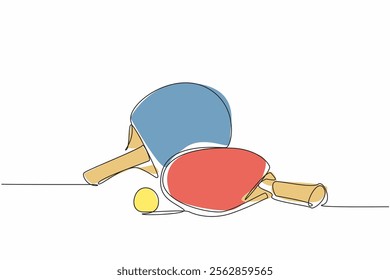 Single one line drawing paddle ping pong racket with ball. Ready to sweat to stay healthy. Maintain a balanced lifestyle. Sports. World Table Tennis Day. Continuous line design graphic illustration