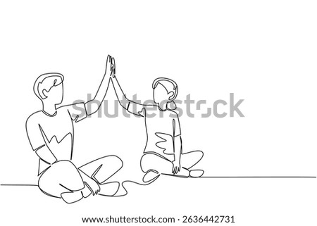 Single one line drawing a pair of grandparents are doing fitness on a fitness mate. Entering old age, stay healthy. National Senior Health and Fitness Day. Continuous line design graphic illustration