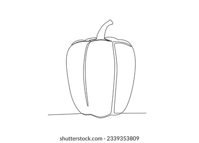 Dibujo de una sola línea de paprika concepto vegetal dibujo de línea continua diseño gráfico de vector
