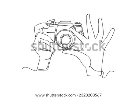 Single one line drawing Photographer with camera. World photography day concept. Continuous line draw design graphic vector illustration.