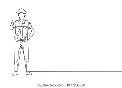 Single One Line Drawing Pilot Stands Stock Vector (Royalty Free ...