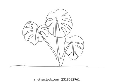Single one line drawing plants and herbs concept. Continuous line draw design graphic vector illustration.