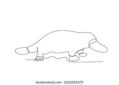 Single one line drawing of a platypus. Continuous line draw design graphic vector illustration.
