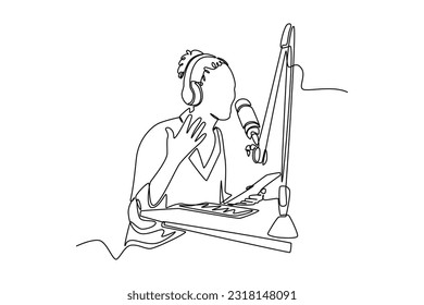 Einzeilige Zeichnung Podcast Konzept. Grafische Vektorgrafik für kontinuierliche Zeilenzeichnung.