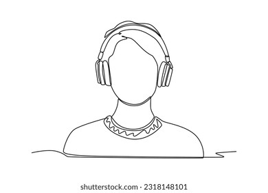 Concepto de podcast de dibujo de una sola línea. Ilustración gráfica de vector de diseño de línea continua.