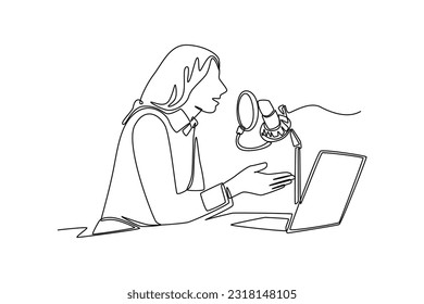 Single one line drawing podcast concept. Continuous line draw design graphic vector illustration.