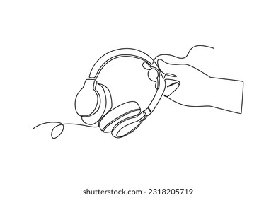 Single one line drawing podcast concept. Continuous line draw design graphic vector illustration.