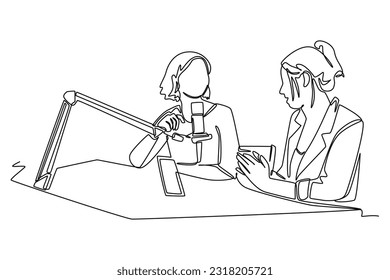 Single one line drawing podcast concept. Continuous line draw design graphic vector illustration.