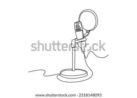 Single one line drawing podcast concept. Continuous line draw design graphic vector illustration.