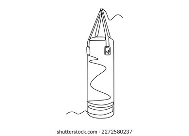 Single one line drawing punching bag. Fitness equipment concept. Continuous line draw design graphic vector illustration.