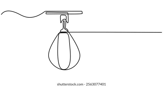 Single one line drawing punching bag. Fitness equipment concept. Continuous line draw design graphic vector illustration, Boxing training punch bag continuous one line drawing, Continuous one line.