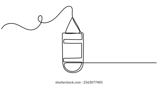 Single one line drawing punching bag. Fitness equipment concept. Continuous line draw design graphic vector illustration, Boxing training punch bag continuous one line drawing, Continuous one line.