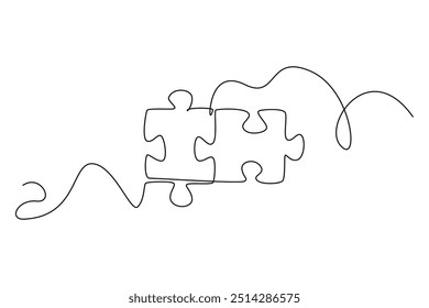 Einzelne einzeilige Zeichnung Puzzleteile für Verbindung Unternehmen Logo Identität. Puzzle-Puzzle-Metapher für Teamwork Collaboration Business-Konzept. Grafische Vektorgrafik mit fortlaufender Linienzeichnung