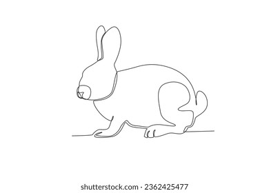 Single one line drawing of a rabbit. Continuous line draw design graphic vector illustration.
