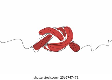 Single one line drawing red circular licorice candy. Good herbal plants to control blood sugar levels. Maintaining healthy skin. National Licorice Day. Continuous line design graphic illustration