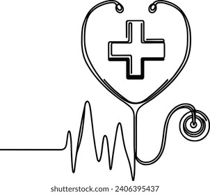 Single one line drawing representing a medical concept.  vector illustration
