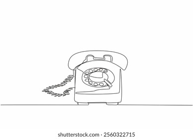 Single one line drawing retro phone. Old technology. Classic shape. A telephone shape that is rarely found in the digital era. National Telephone Day. Continuous line design graphic illustration