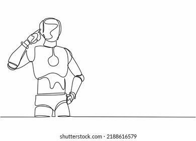 Single One Line Drawing Robot Standing Stock Vector (Royalty Free ...