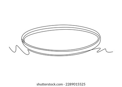 Single one line drawing round plate. Tableware concept. Continuous line draw design graphic vector illustration.