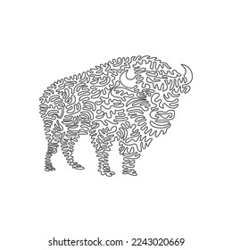 Single one line drawing of savage animals that feared abstract art. Continuous line draw graphic design vector illustration of long haired bison for icon, symbol, company logo, poster wall decor