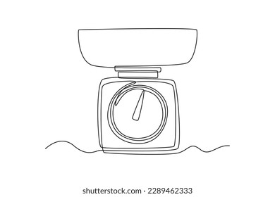 Single one line drawing scale. Home appliances concept. Continuous line draw design graphic vector illustration.