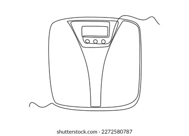 Single one line drawing scales. Fitness equipment concept. Continuous line draw design graphic vector illustration.