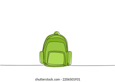 Dibujo de una sola línea de bolso escolar para estudiante de guardería. De vuelta a la escuela minimalista, concepto educativo. Ilustración vectorial de diseño de estilo de tracción de línea simple continua