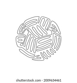 Single One Line Drawing Sepak Takraw Ball Or Rattan Ball. Scissor Kick. Concept Of Team Sport, Asian Sport Game, Spirit. Swirl Curl Style. Continuous Line Draw Design Graphic Vector Illustration