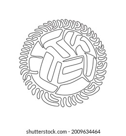 Single One Line Drawing Sepak Takraw Ball Or Rattan Ball. Scissor Kick. Concept Of Team Sport, Asian Sport Game, Spirit. Swirl Curl Circle Background Style. Modern Continuous Line Draw Design Graphic