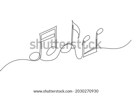 Single one line drawing sheet music icon in trendy flat style isolated on background. Musical symbol in one linear minimalist style. Trendy abstract wave melody. Continuous line draw design graphic