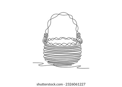 Single one line drawing Shopping bags and baskets concept. Continuous line draw design graphic vector illustration.