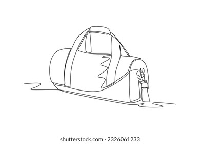 Single one line drawing Shopping bags and baskets concept. Continuous line draw design graphic vector illustration.