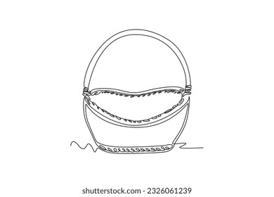 Single one line drawing Shopping bags and baskets concept. Continuous line draw design graphic vector illustration.