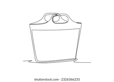 Single one line drawing Shopping bags and baskets concept. Continuous line draw design graphic vector illustration.