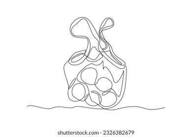 Single one line drawing Shopping bags and baskets concept. Continuous line draw design graphic vector illustration.