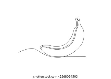 Single one line drawing sliced healthy organic Banana. Fresh tropical fruitage concept for fruit garden icon. Modern continuous line graphic draw design vector illustration
