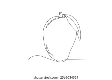Single one line drawing sliced healthy organic Mango. Fresh tropical fruitage concept for fruit garden icon. Modern continuous line graphic draw design vector illustration

