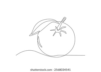 Single one line drawing sliced healthy organic Orange. Fresh tropical fruitage concept for fruit garden icon. Modern continuous line graphic draw design vector illustration

