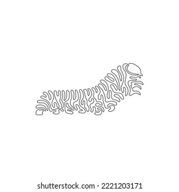 Single one line drawing of slow moving caterpillar abstract art. Continuous line draw graphic design vector illustration of caterpillar waiting for metamorphosis for icon, symbol, logo, wall decor