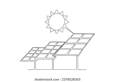 Solarpaneele mit nur einer Linie. einfache Windturbinen-Stromlinie, Vektorgrafik